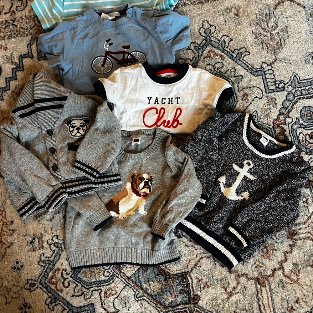 Janie and Jack sweater/tshirt bundle (12-18) (tshirts in second photo 18-24)